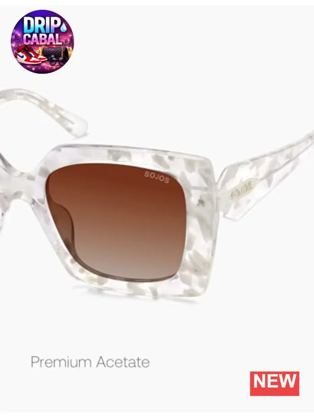 Oversized Square Acetate Sunglasses Women Retro Trendy UV400 Polarized Shades